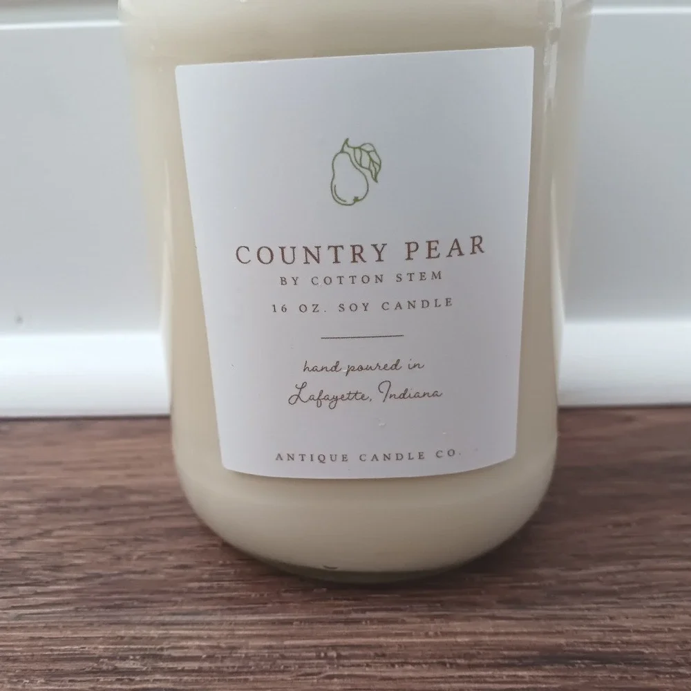 Antique Candle Co Country Pear by Cotton Stem 16 oz Soy Mason Jar Candle
